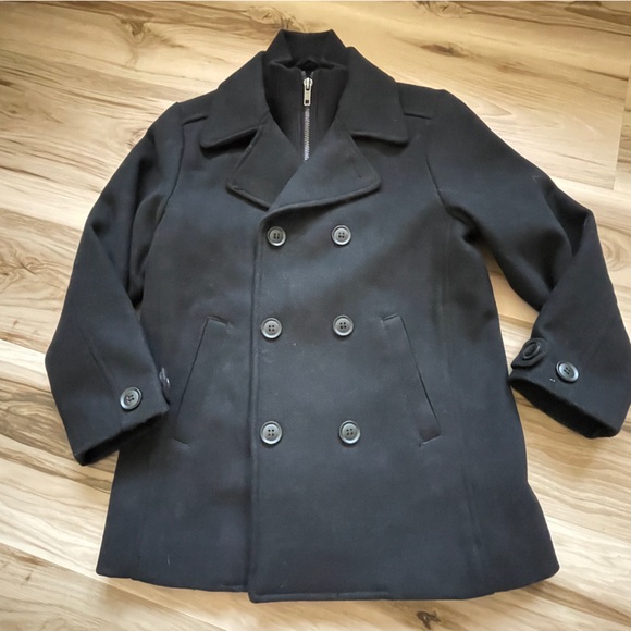 Double Breasted Black Wool Jacket Winterweight Full Lined Zipper & Snap … - Picture 13 of 13